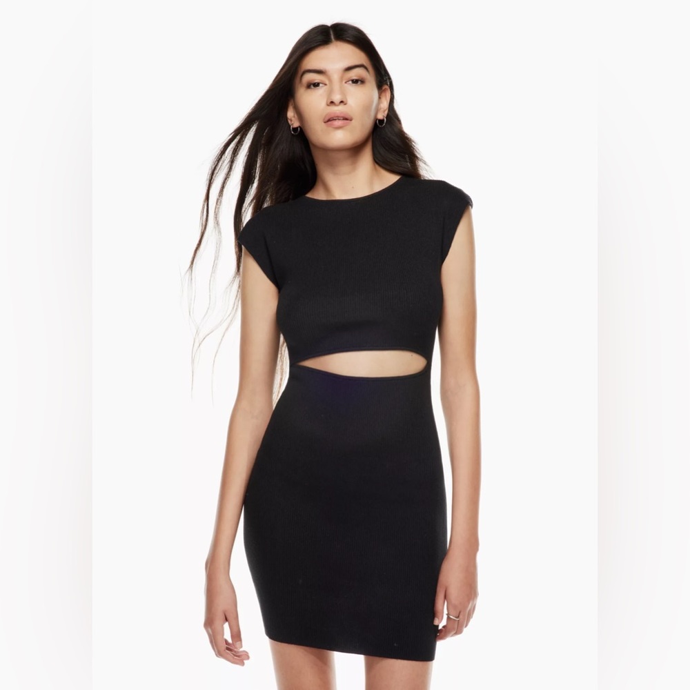Wilfred Free black Cut-Out Knit Mini Dress